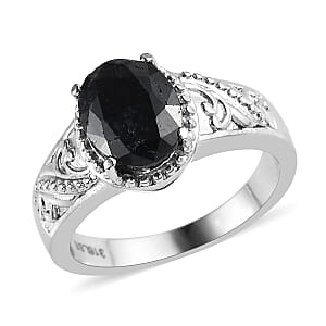 Midnight Sapphire Solitaire Ring in Stainless Steel (Size 7.0) 2.50 ctw