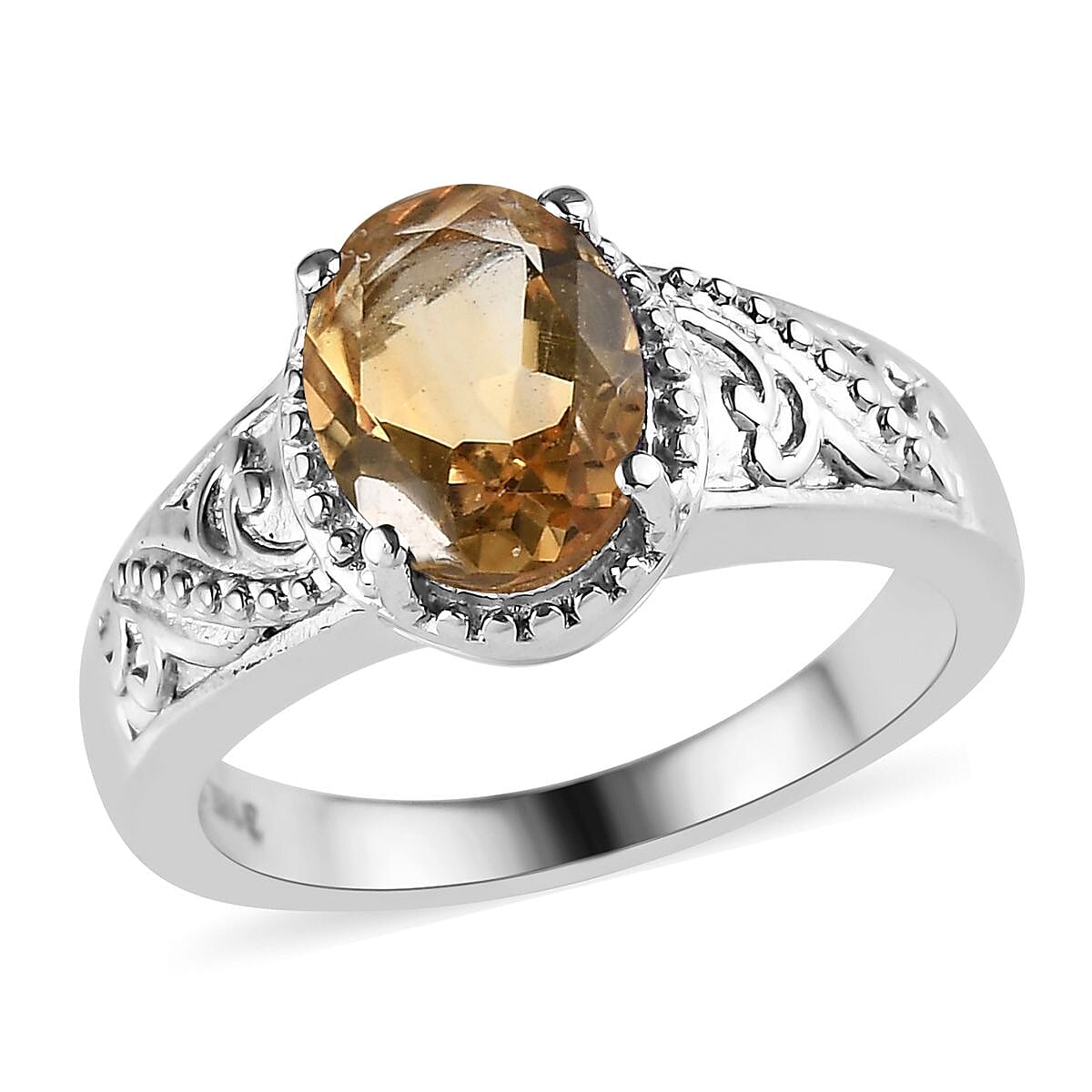 Brazilian Citrine Solitaire Ring in Stainless Steel (Size 7.0) 1.60 ctw image number 0