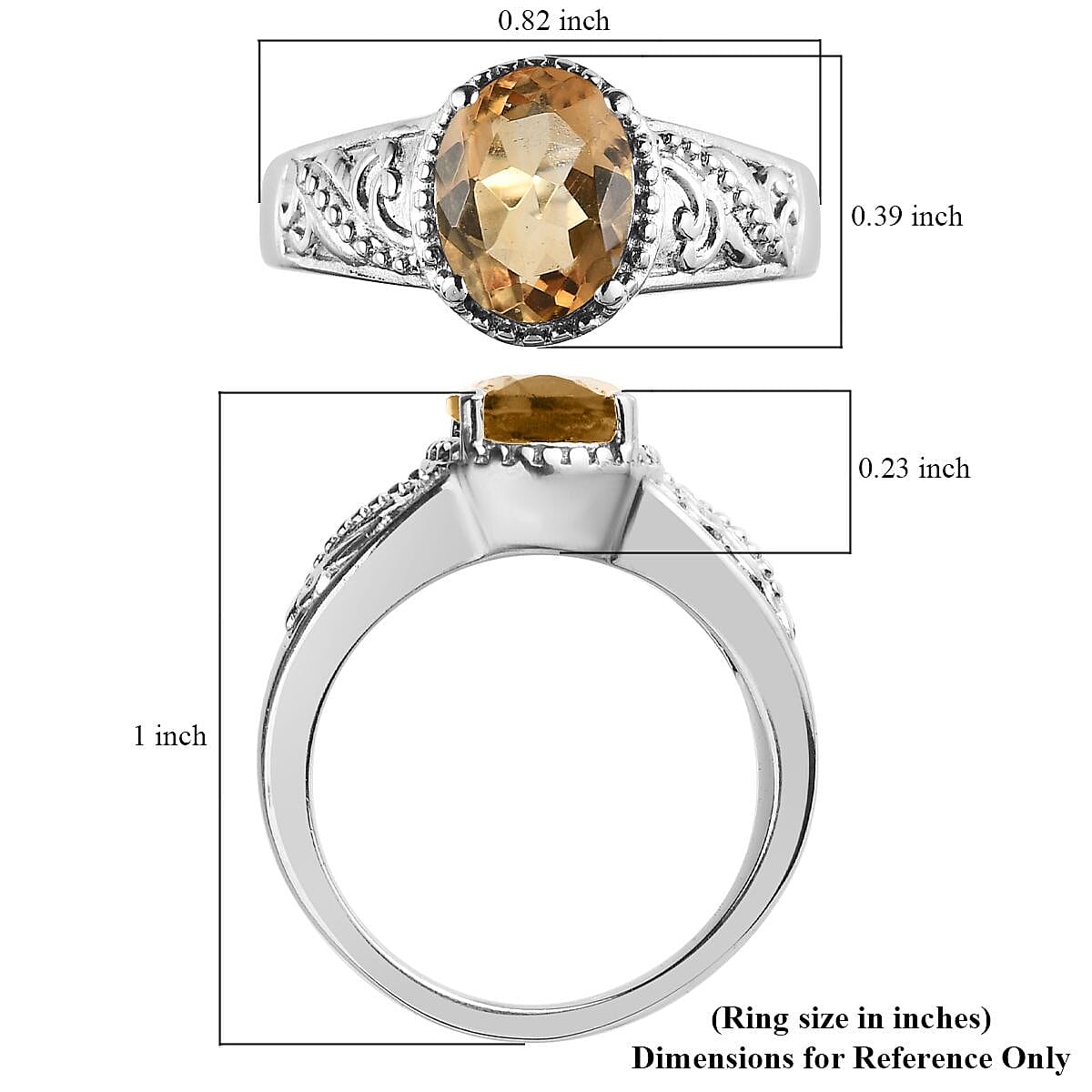 Brazilian Citrine Solitaire Ring in Stainless Steel (Size 7.0) 1.60 ctw image number 5