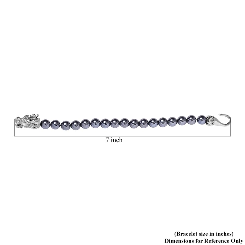 Terahertz Beaded Dragon Bracelet in Stainless Steel (6.75 In) 150.00 ctw