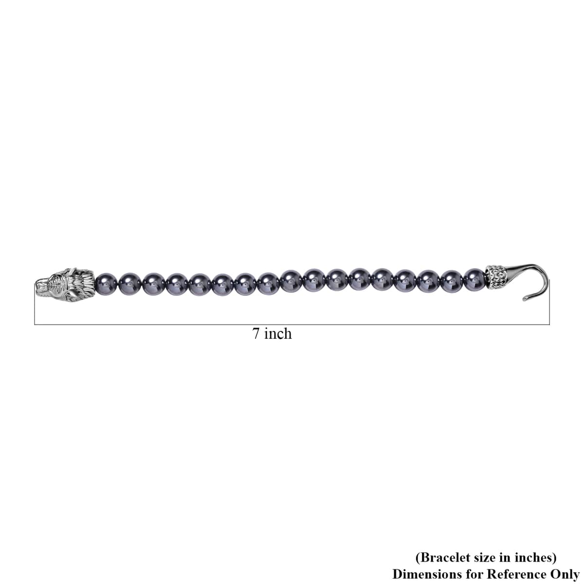 Terahertz Beaded Panther Bracelet in Stainless Steel (6.75 In) 150.00 ctw image number 3
