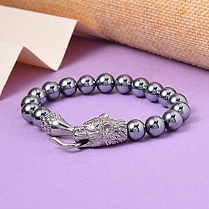 Terahertz Beaded Panther Bracelet in Stainless Steel (7.25 In) 150.00 ctw