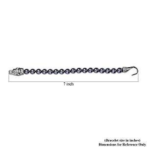 Terahertz Beaded Panther Bracelet in Stainless Steel (7.25 In) 150.00 ctw