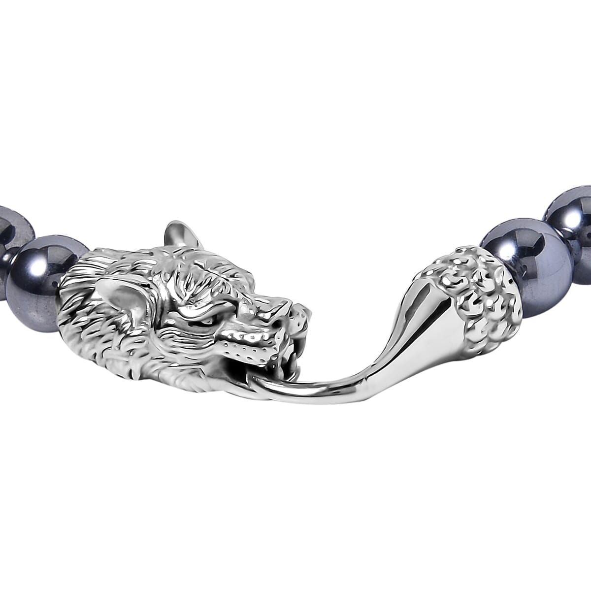 Terahertz Beaded Panther Bracelet in Stainless Steel (8.00 In) 150.00 ctw image number 2