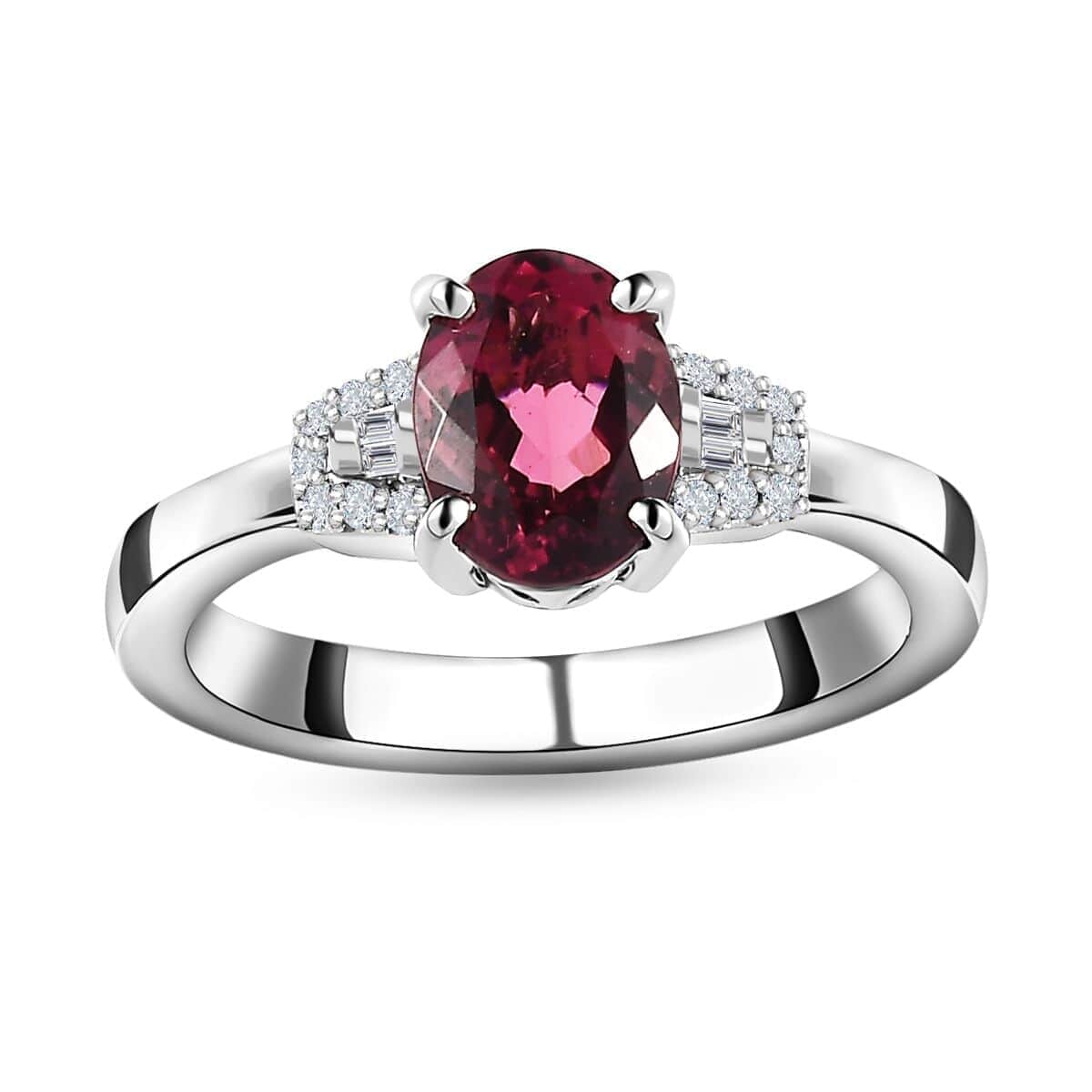 Rhapsody 950 Platinum AAAA Natural Calabar Pink Tourmaline and E-F VS Diamond Ring 5.65 Grams 1.35 ctw image number 0