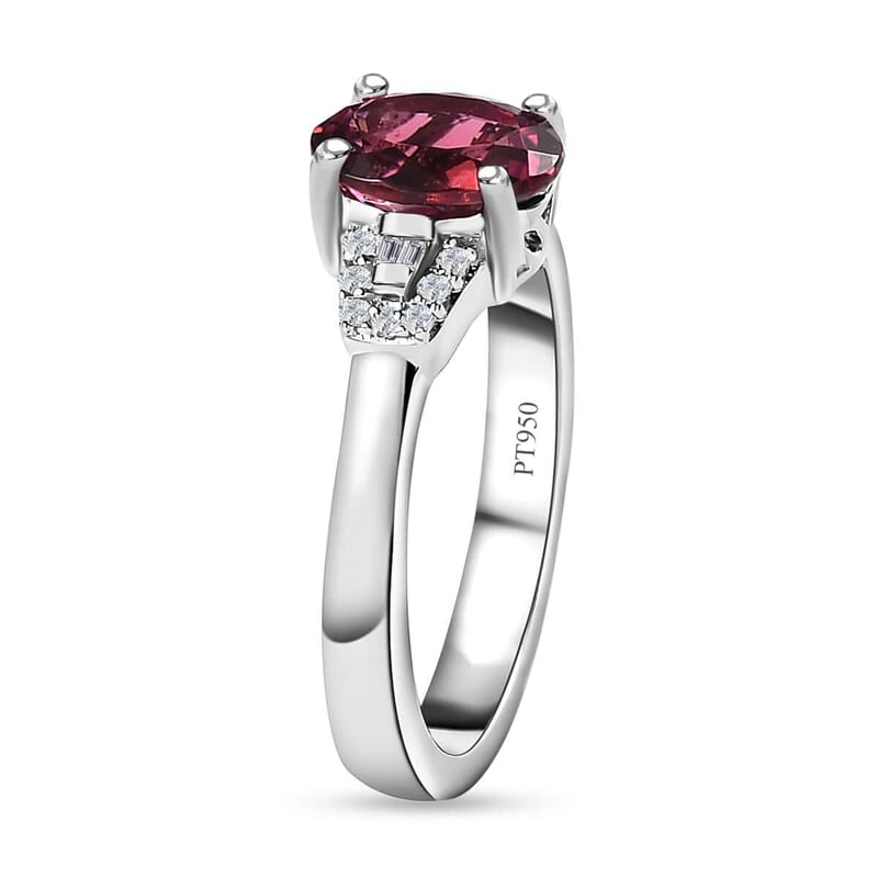 Rhapsody 950 Platinum AAAA Natural Calabar Pink Tourmaline and E-F VS Diamond Ring (Size 6.0) 5.65 Grams 1.35 ctw