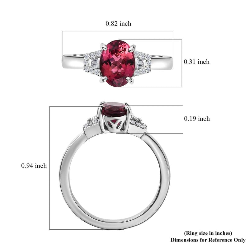 Rhapsody 950 Platinum AAAA Natural Calabar Pink Tourmaline and E-F VS Diamond Ring (Size 6.0) 5.65 Grams 1.35 ctw