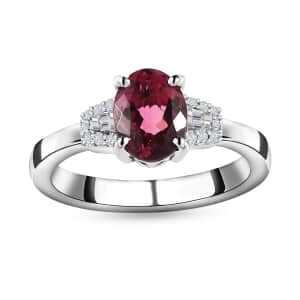 Rhapsody 950 Platinum AAAA Natural Calabar Pink Tourmaline and E-F VS Diamond Ring (Size 7.0) 5.65 Grams 1.35 ctw