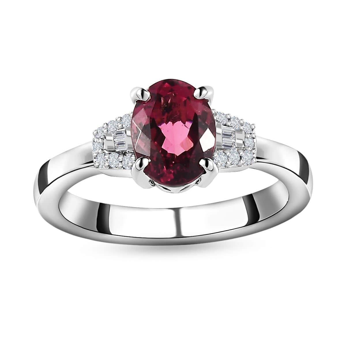 Rhapsody 950 Platinum AAAA Natural Calabar Pink Tourmaline and E-F VS Diamond Ring (Size 8.0) 5.65 Grams 1.35 ctw image number 0