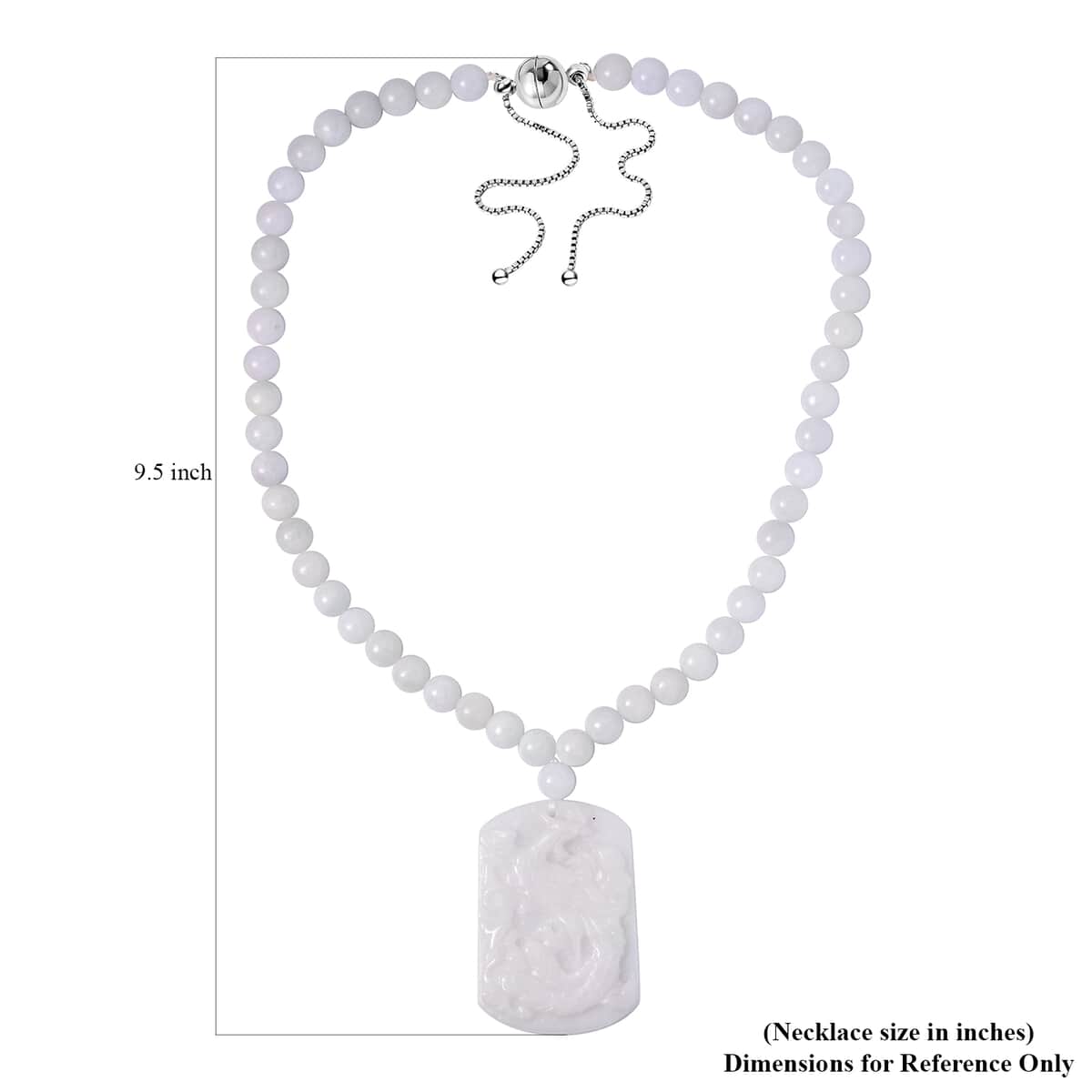 White Jade Carved Peacock Pendant with Beaded Necklace 18 Inches in Rhodium Over Sterling Silver 410.00 ctw image number 5