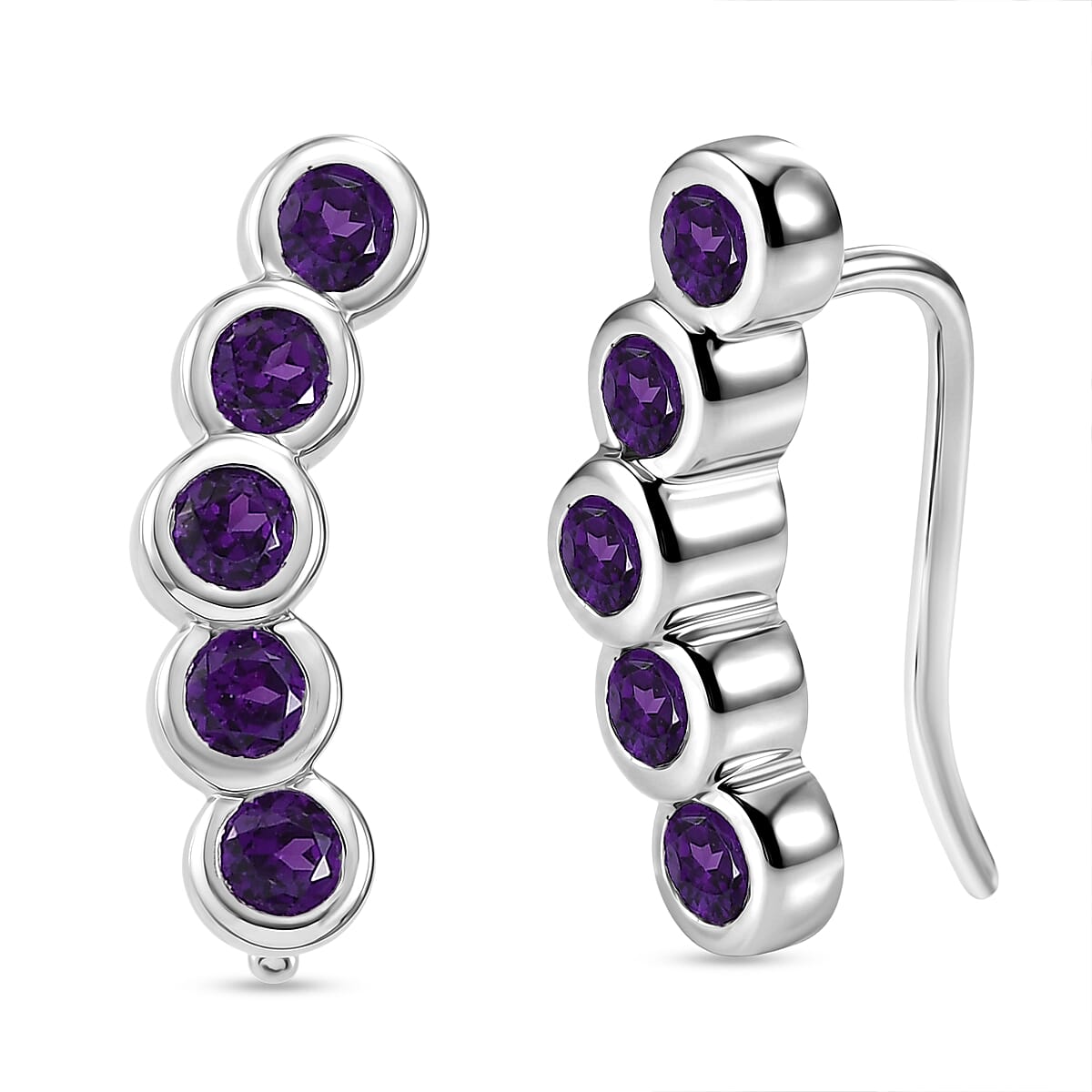 Premium African Amethyst 1.10 ctw Earrings in Rhodium Over Sterling Silver