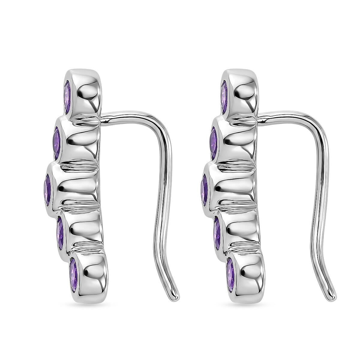 Premium African Amethyst 1.10 ctw Earrings in Rhodium Over Sterling Silver