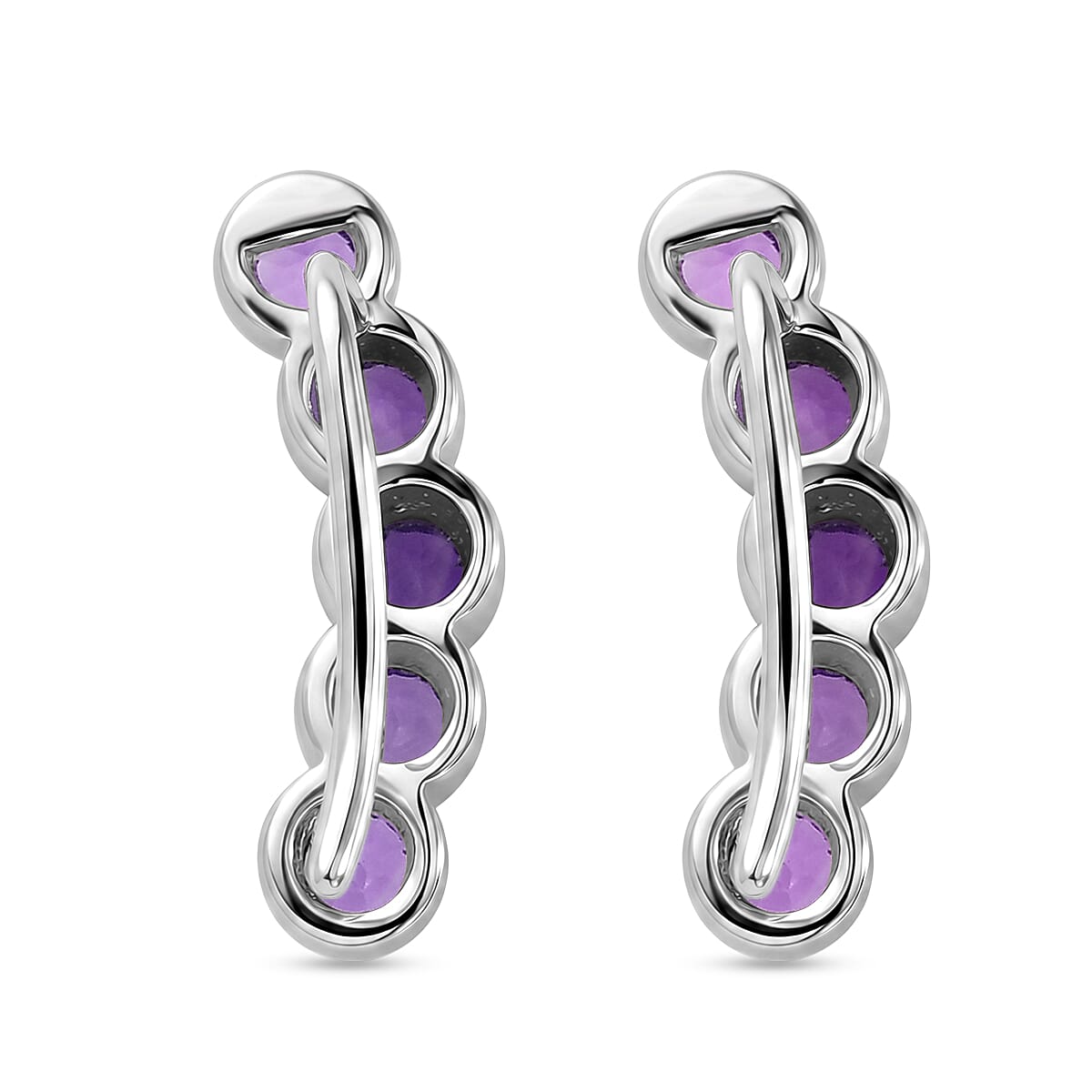 Premium African Amethyst 1.10 ctw Earrings in Rhodium Over Sterling Silver