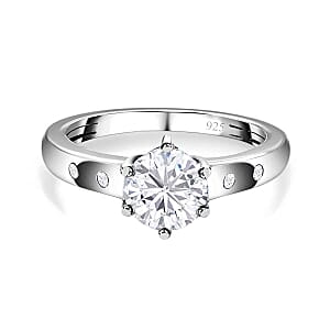 Moissanite 0.99 ctw Ring in Platinum Over Sterling Silver (Size 10)