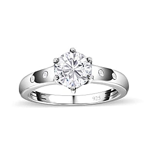 Moissanite 0.99 ctw Ring in Platinum Over Sterling Silver (Size 10)