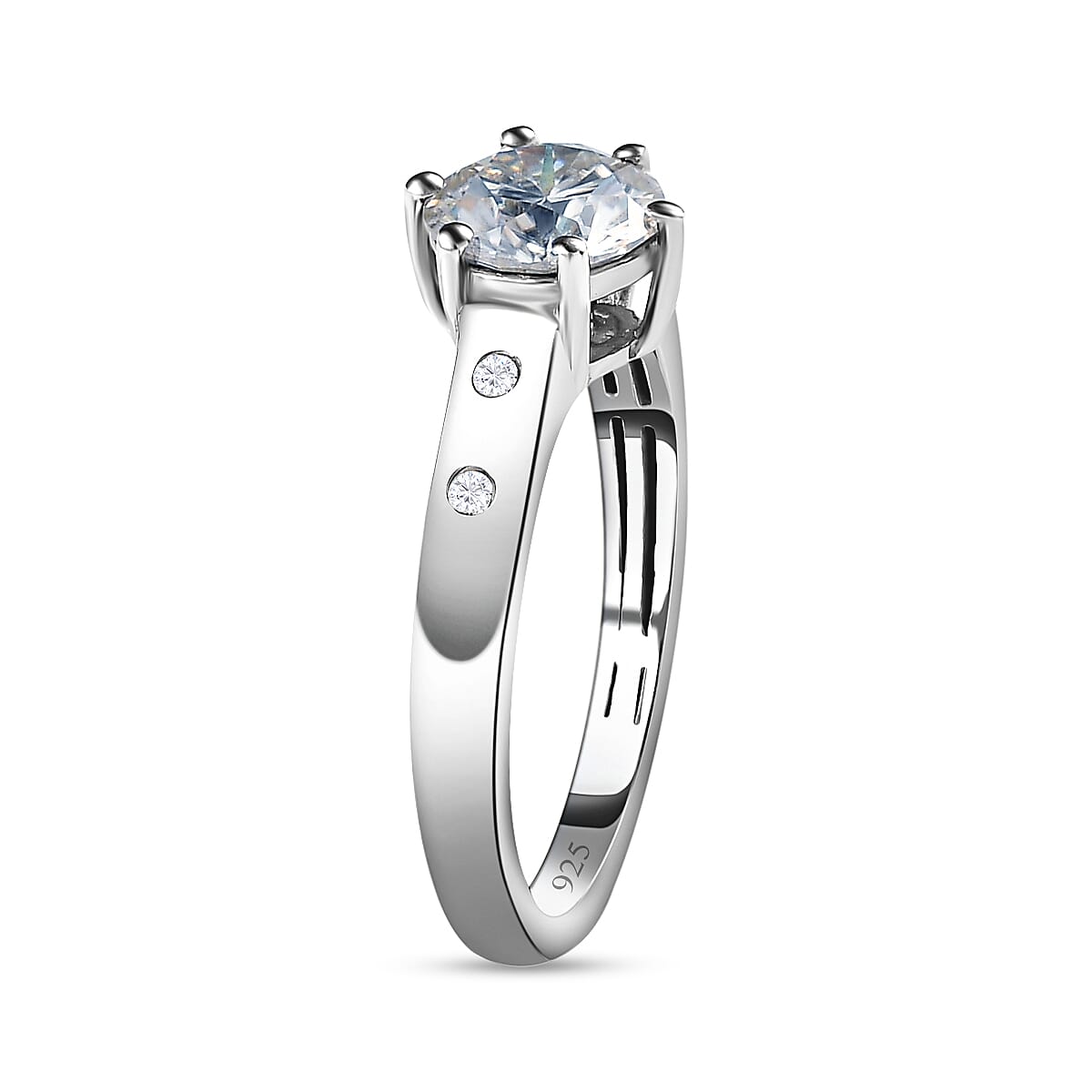 Moissanite 0.99 ctw Ring in Platinum Over Sterling Silver (Size 10)