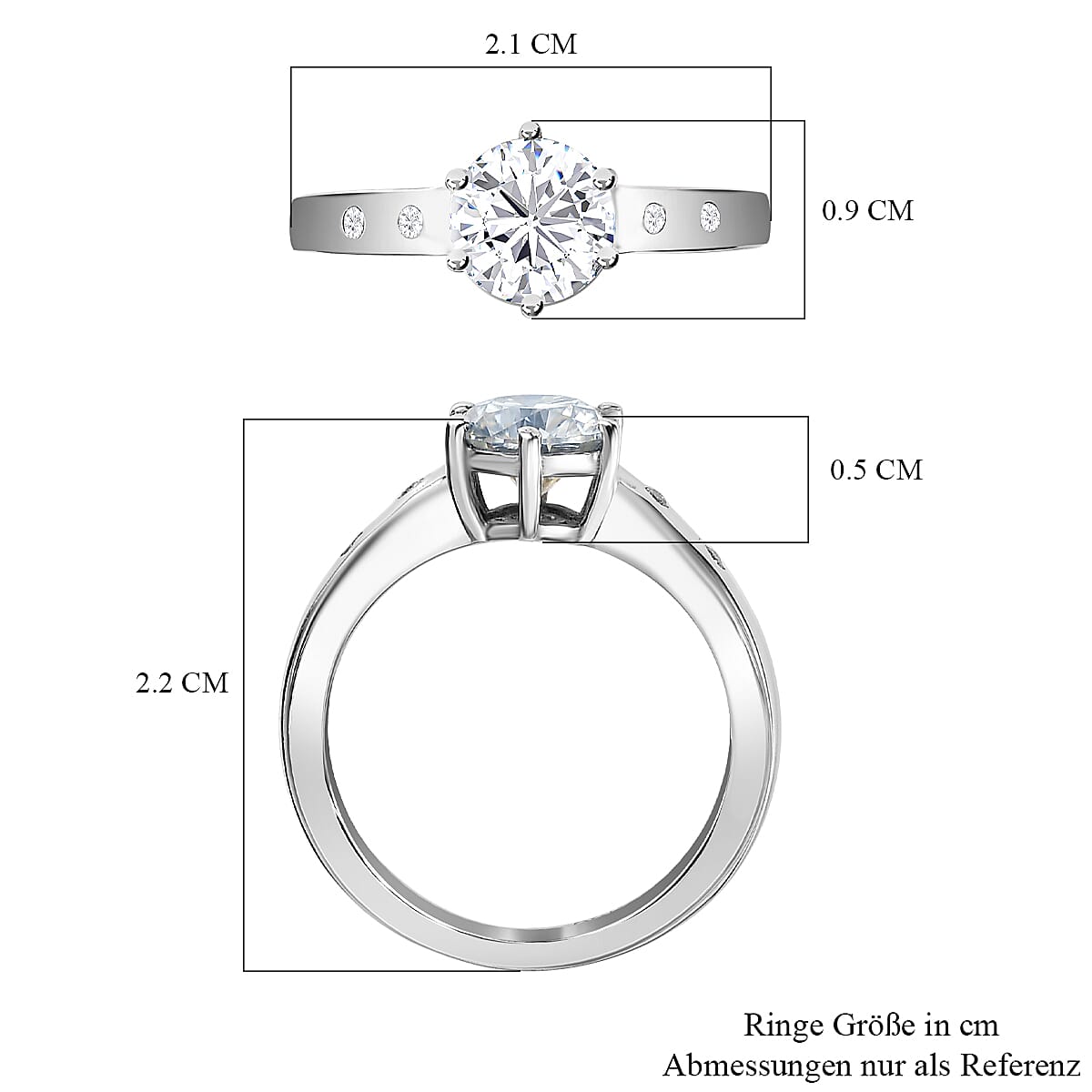 Moissanite 0.99 ctw Ring in Platinum Over Sterling Silver (Size 10)