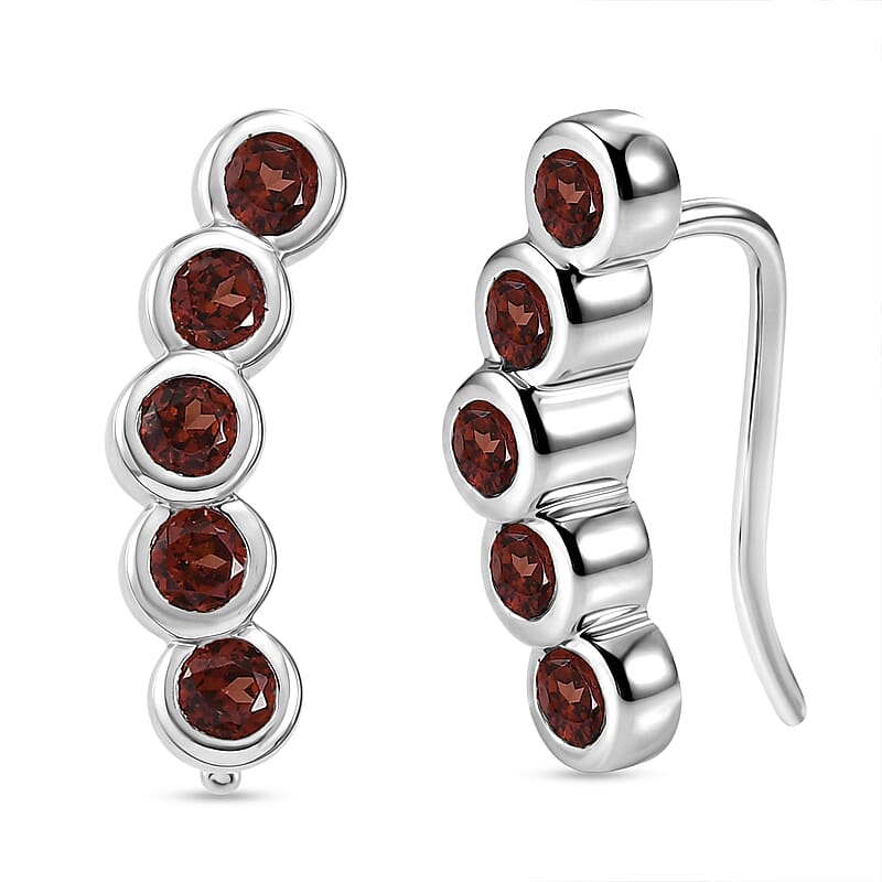 Premium Mozambique Garnet 1.80 ctw Earrings in Rhodium Over Sterling Silver