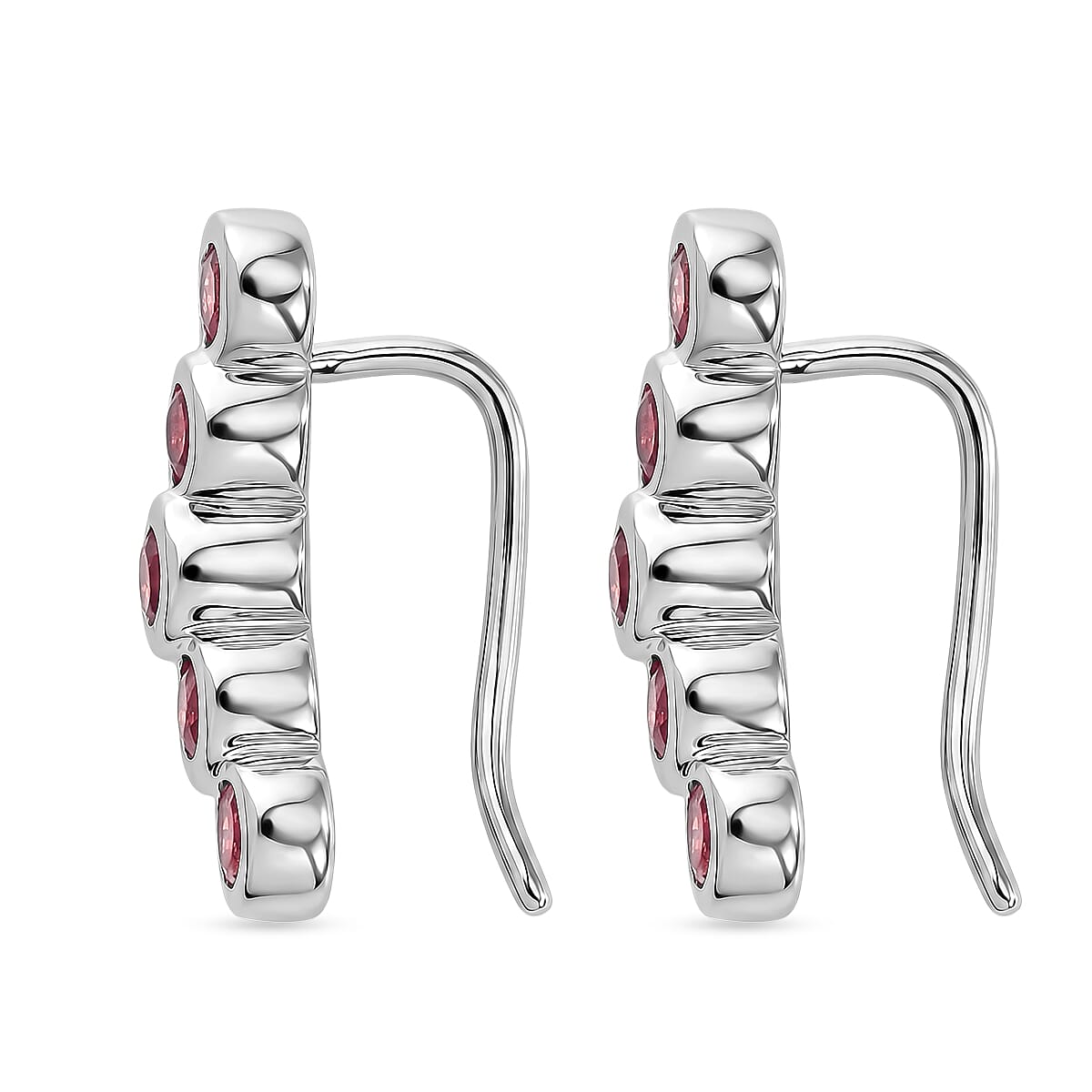 Premium Mozambique Garnet 1.80 ctw Earrings in Rhodium Over Sterling Silver