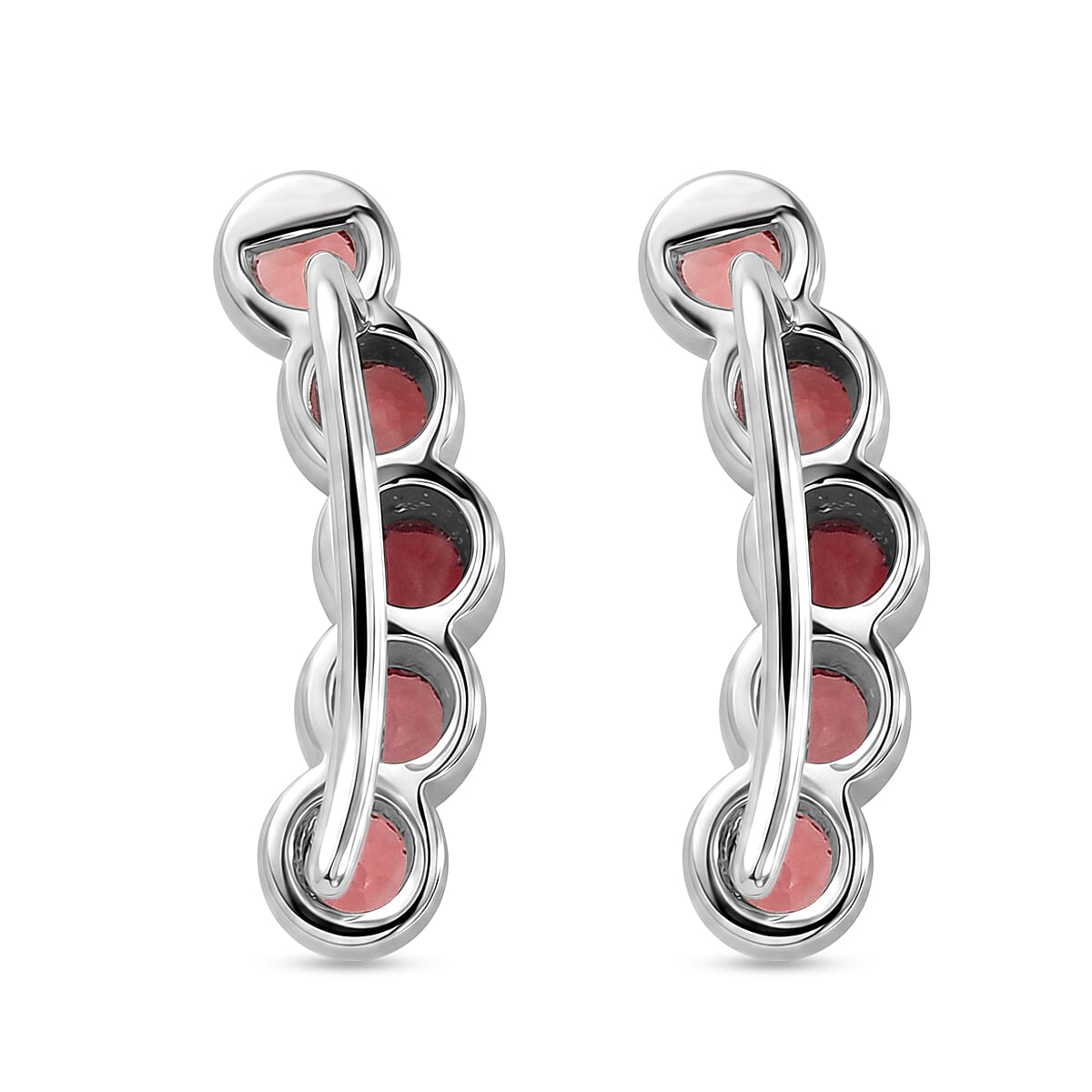 Premium Mozambique Garnet 1.80 ctw Earrings in Rhodium Over Sterling Silver