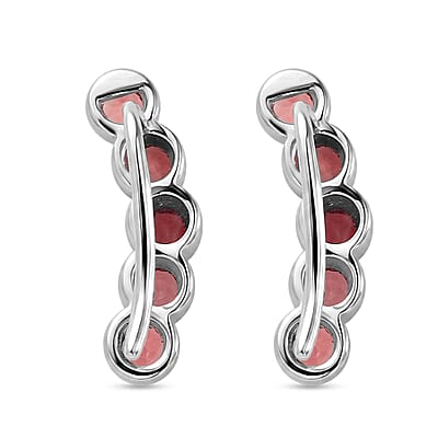 Premium Mozambique Garnet 1.80 ctw Earrings in Rhodium Over Sterling Silver