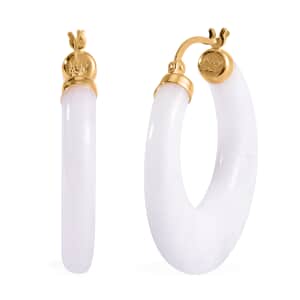 Natural Jade Hoop Earrings in Vermeil Yellow Gold Over Sterling Silver 70.00 ctw