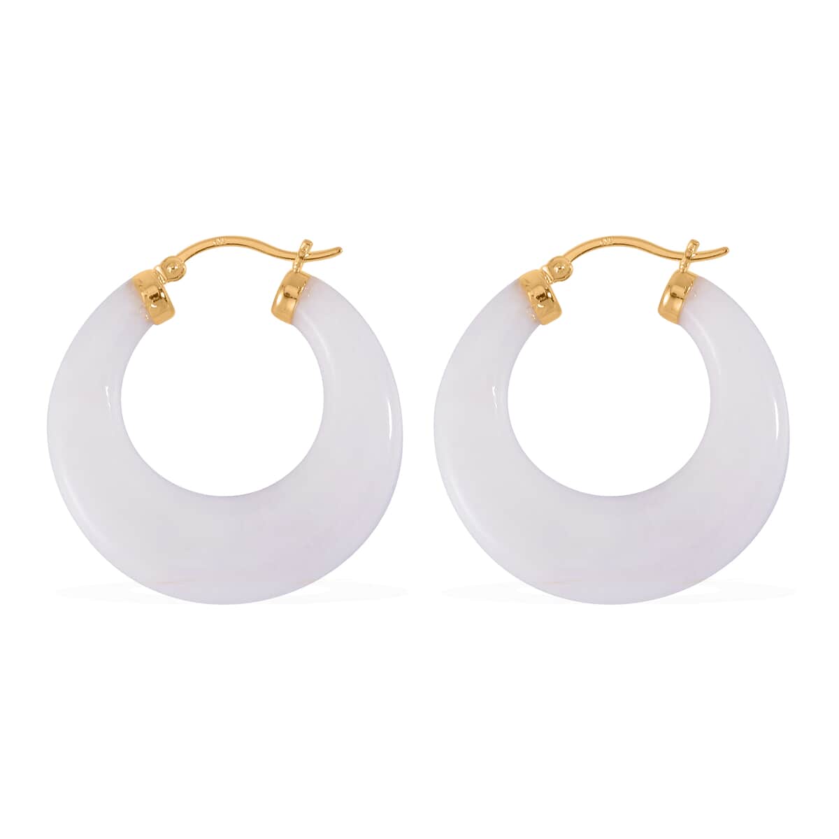 Natural Jade Hoop Earrings in Vermeil Yellow Gold Over Sterling Silver 70.00 ctw image number 3