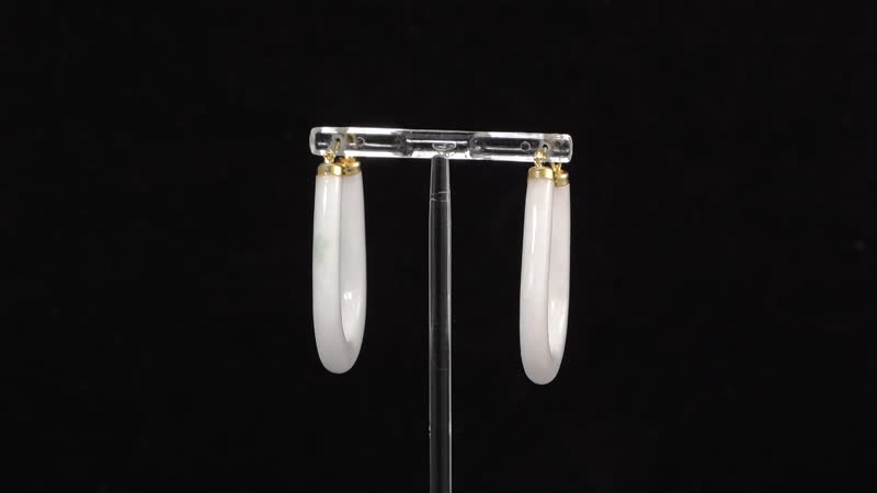 Natural Jade Hoop Earrings in Vermeil Yellow Gold Over Sterling Silver 70.00 ctw