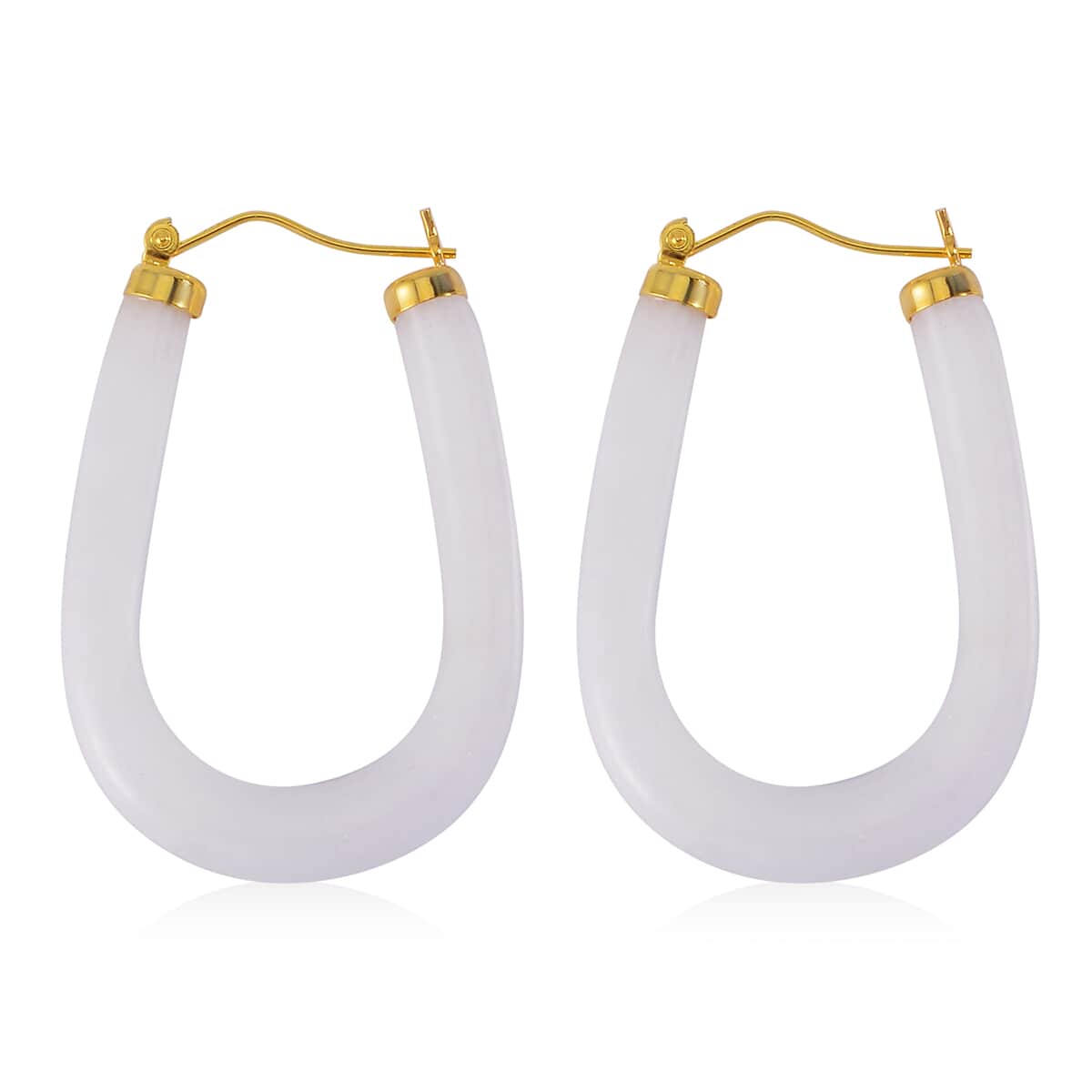 Natural Jade Hoop Earrings in Vermeil Yellow Gold Over Sterling Silver 70.00 ctw image number 3