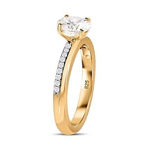 Moissanite 0.86 ctw Ring in 18K Vermeil Yellow Gold Over Sterling Silver (Size 10.0)