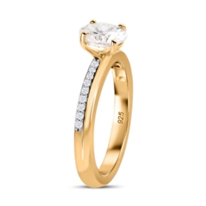 Moissanite 0.86 ctw Ring in 18K Vermeil Yellow Gold Over Sterling Silver (Size 10.0)