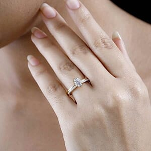 Moissanite 0.86 ctw Ring in 18K Vermeil Yellow Gold Over Sterling Silver (Size 10.0)