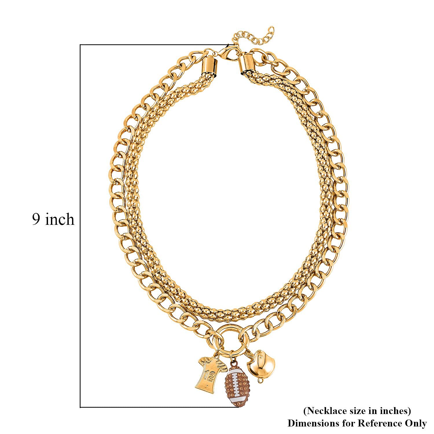 Champagne Austrian Crystal and Enameled Charm Necklace 20-22 Inches in Goldtone
