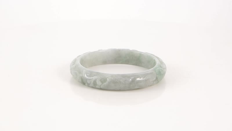 Natural Jade Carved Bangle Bracelet (6.75 in) 270.00 ctw