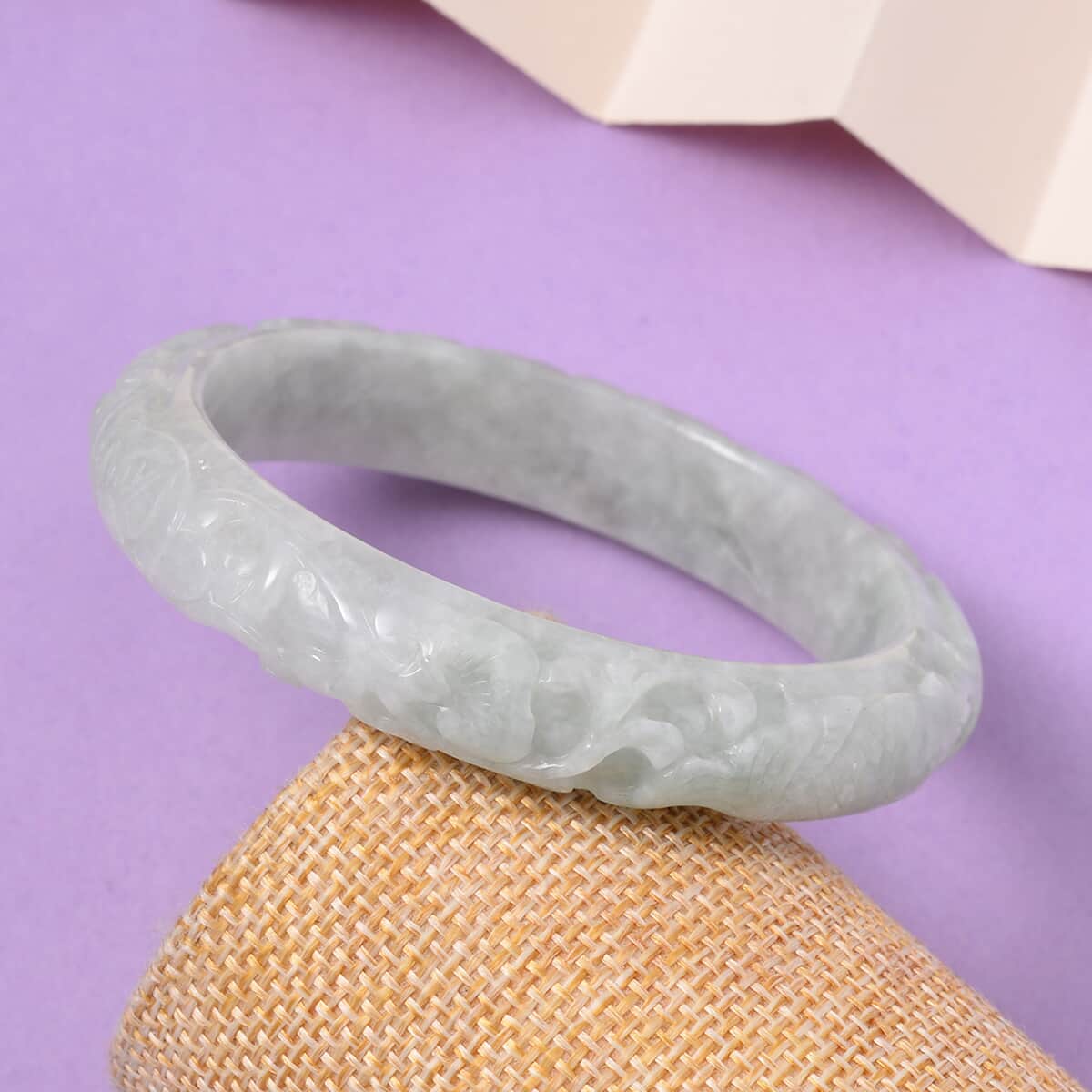 Natural Jade Carved Bangle Bracelet (6.50 in) 270.00 ctw image number 1