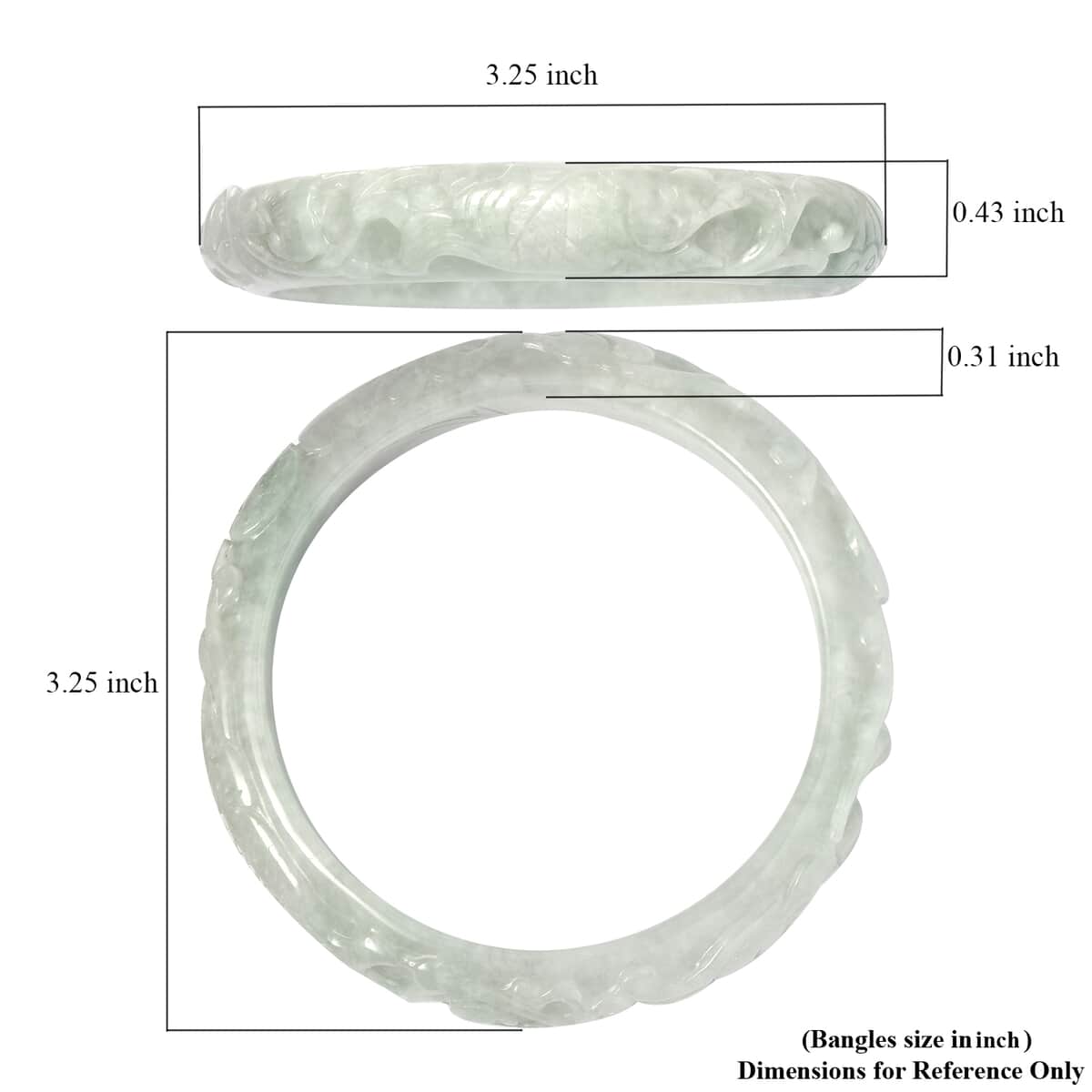 Natural Jade Carved Bangle Bracelet (6.75 in) 270.00 ctw image number 3