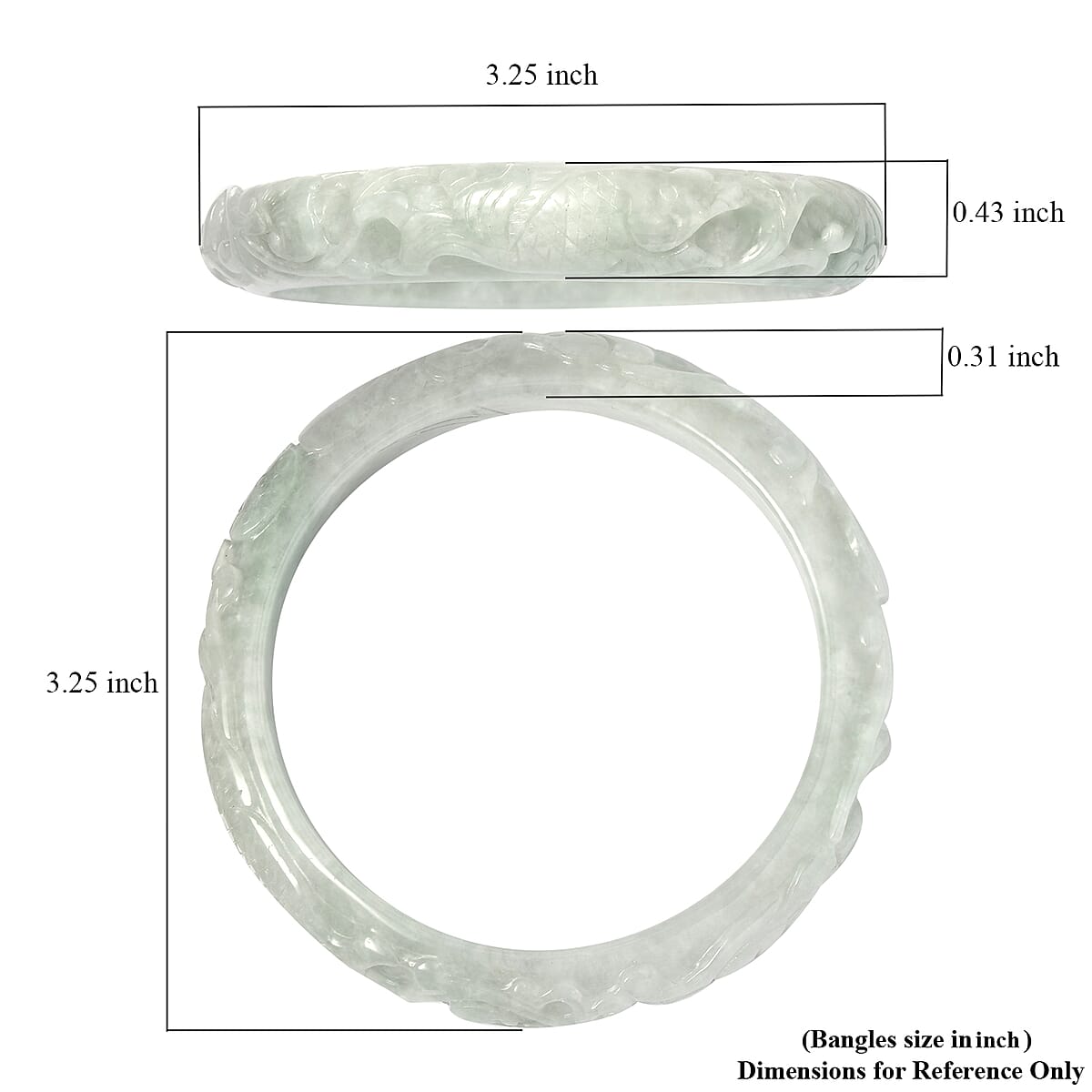 Natural Jade Carved Bangle Bracelet (8.0 in) 270.00 ctw image number 3