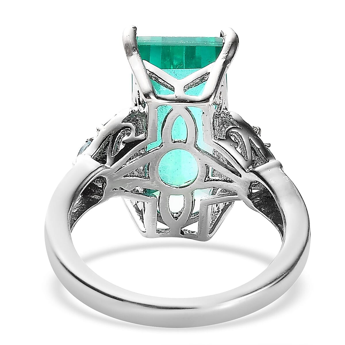 Peacock Quartz (Triplet) and Madagascar Paraiba Apatite Ring in Platinum Over Sterling Silver (Size 10.0) 7.50 ctw image number 4
