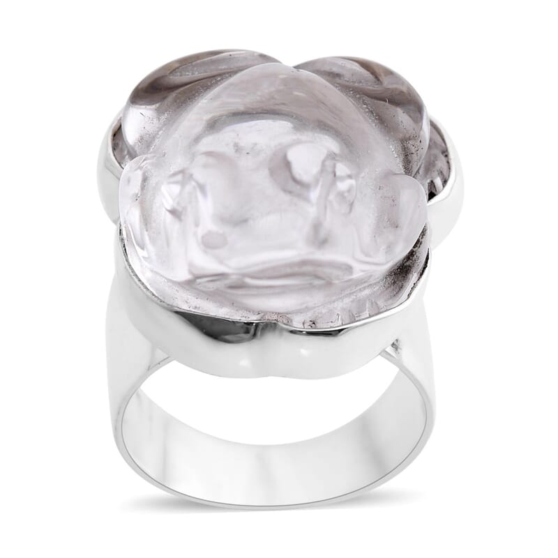 Sajen Silver Crystal Carved Frog Ring in Sterling Silver (Size 10.0)