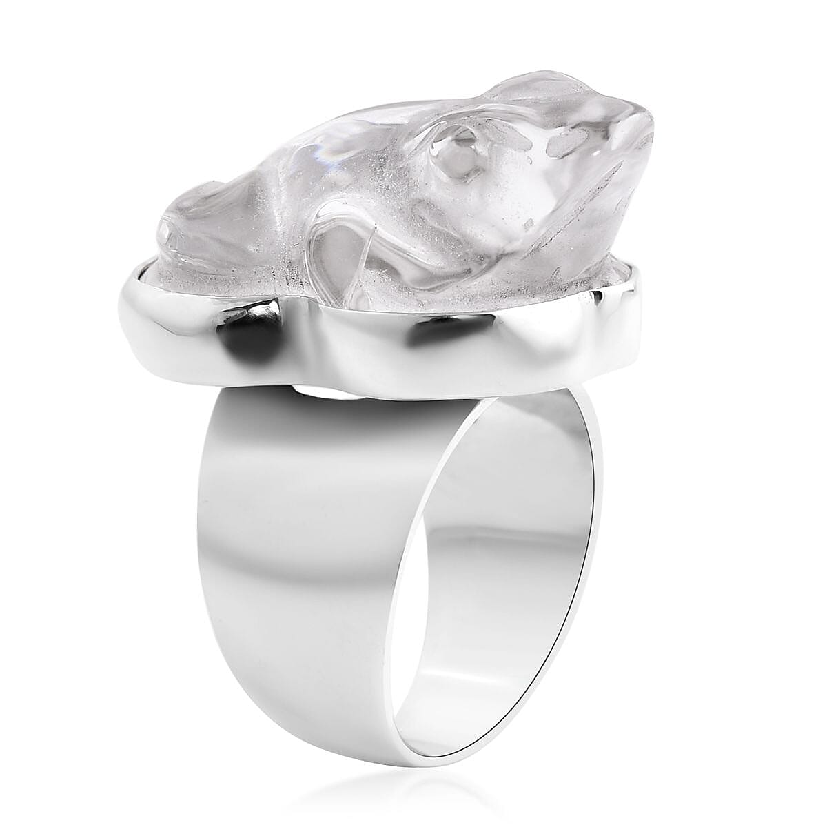 Sajen Silver Crystal Carved Frog Ring in Sterling Silver (Size 11.0) image number 3