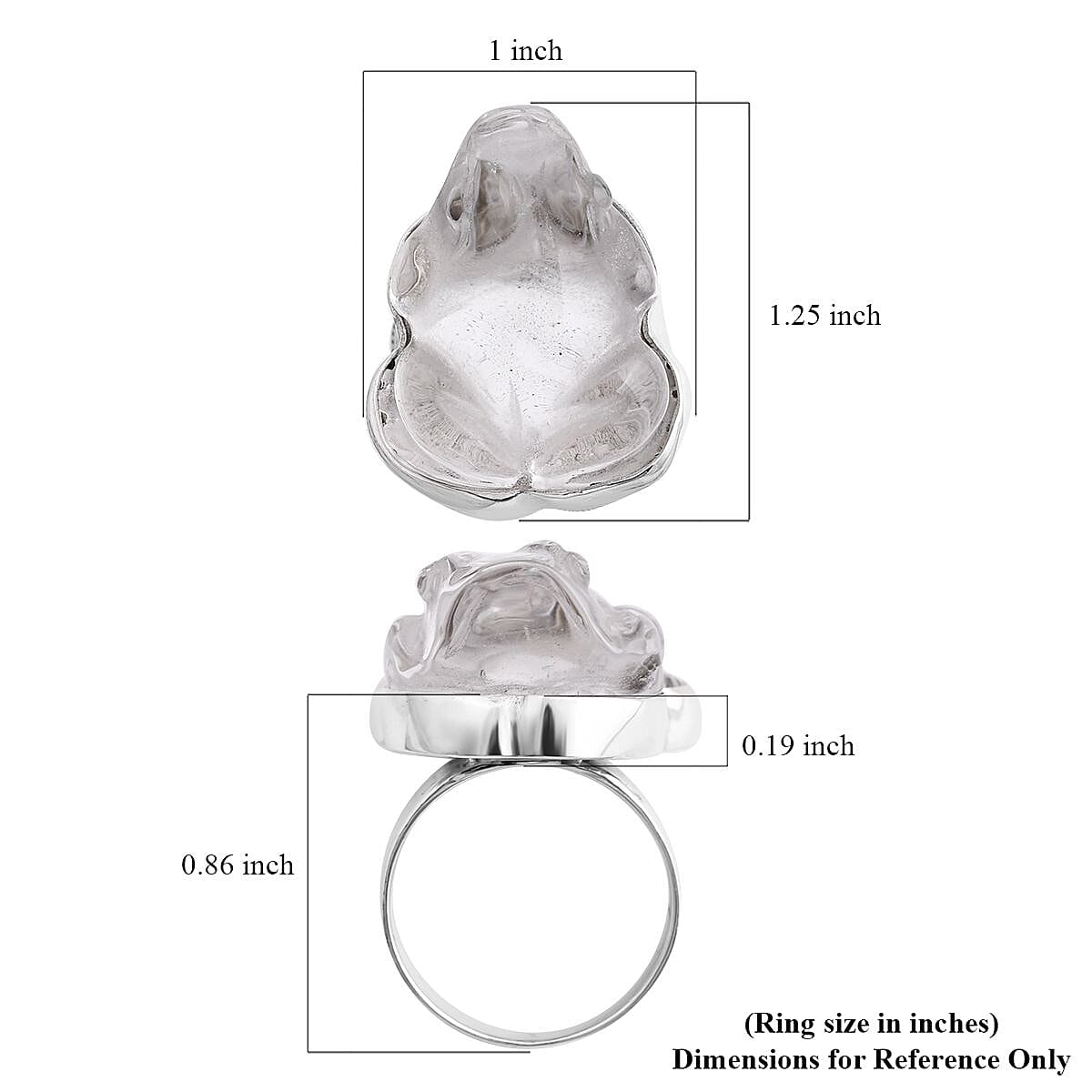 Sajen Silver Crystal Carved Frog Ring in Sterling Silver (Size 11.0) image number 5