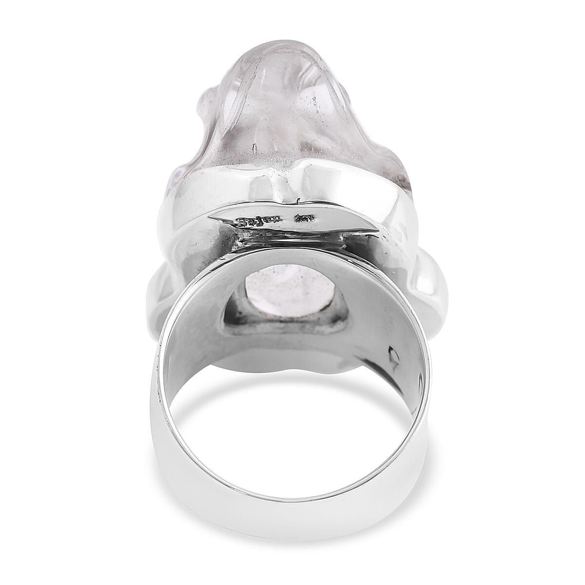 Sajen Silver Crystal Carved Frog Ring in Sterling Silver (Size 6.0) image number 4