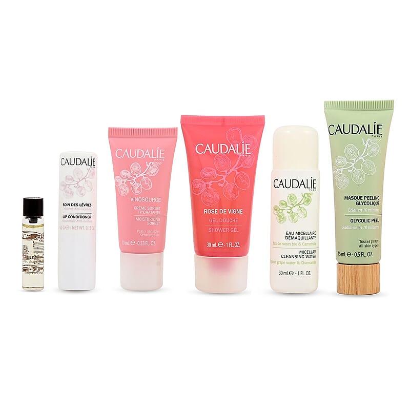 Caudalie Best Seller Skincare Mini Set with Free Transparent Carry Case