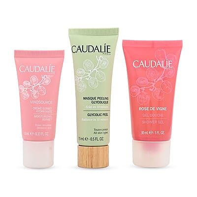 Caudalie Best Seller Skincare Mini Set with Free Transparent Carry Case