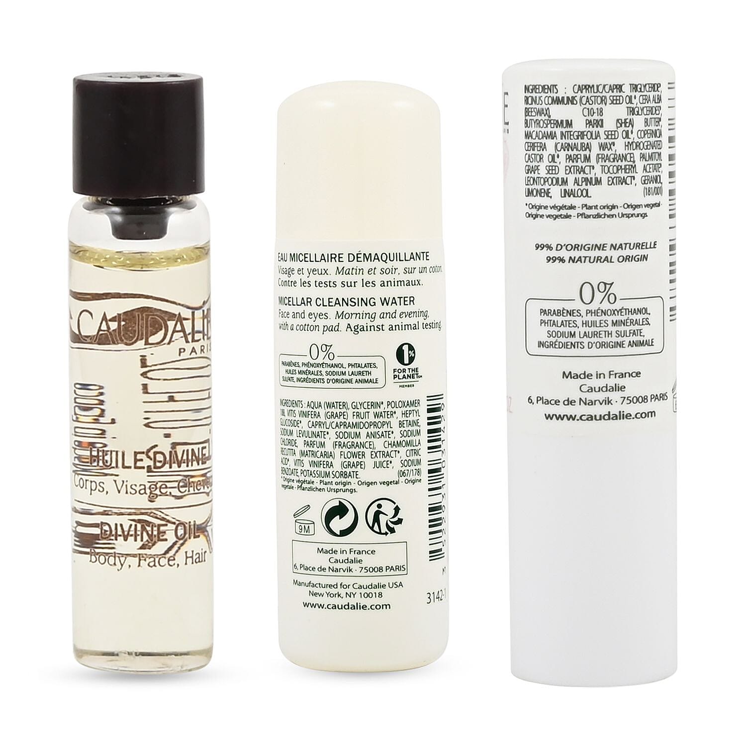 Caudalie Best Seller Skincare Mini Set with Free Transparent Carry Case