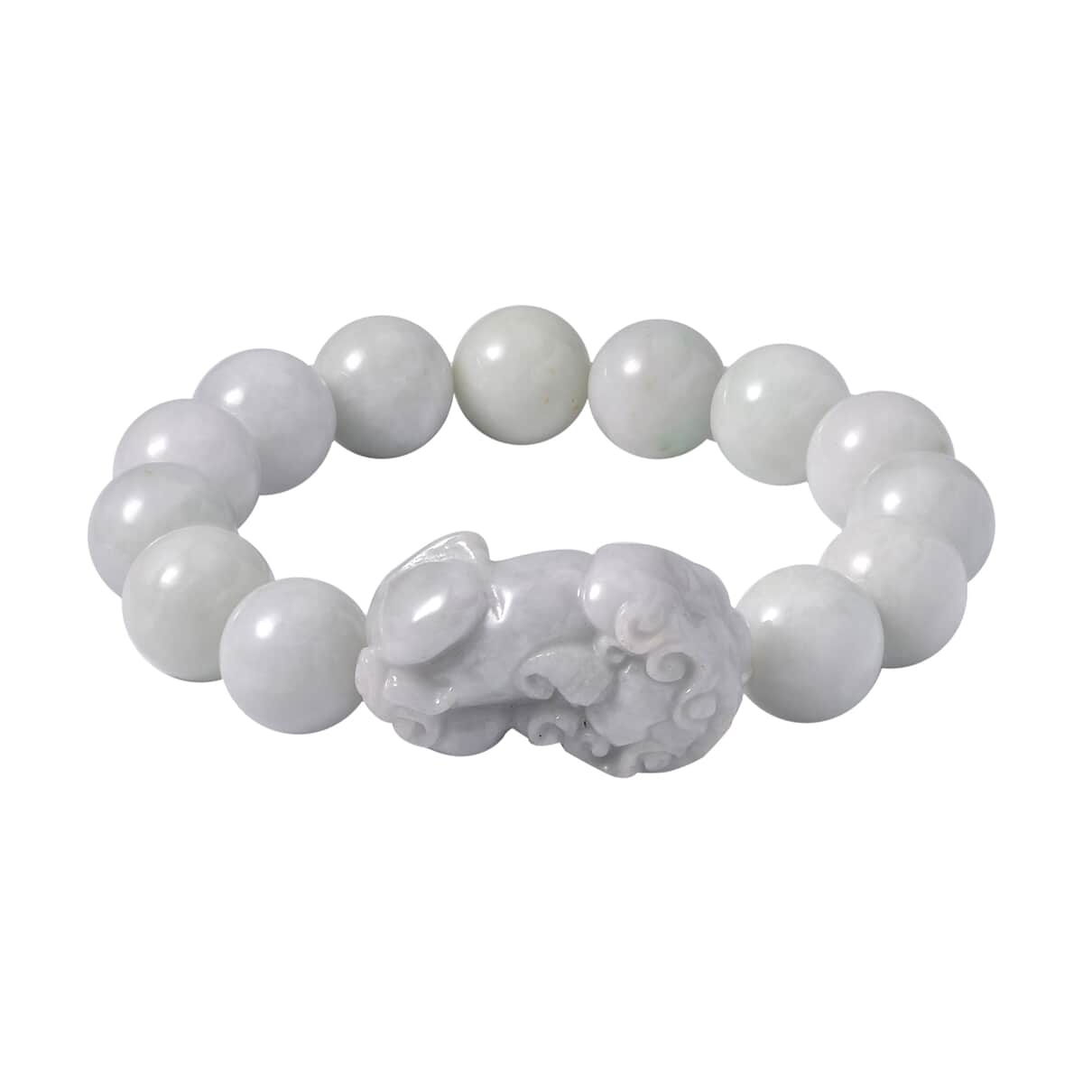 Natural Jade Beaded Stretch Pixiu Charm Bracelet 355.00 ctw image number 0