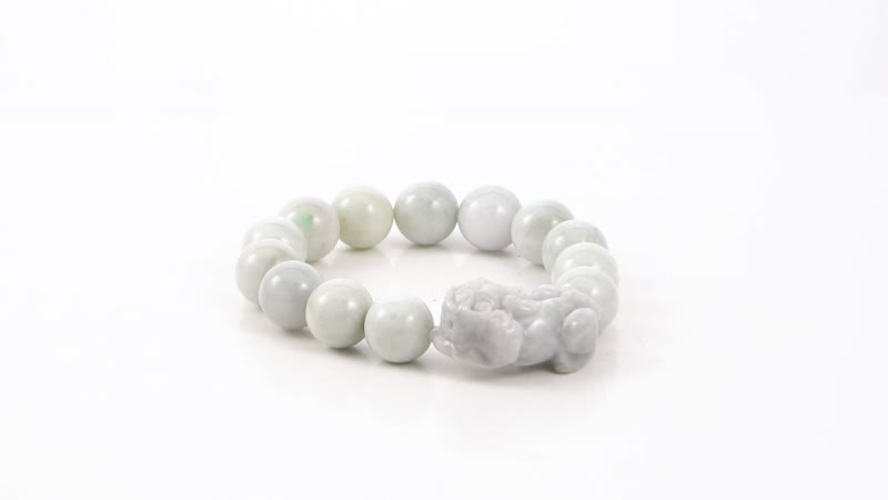 Natural Jade Beaded Stretch Pixiu Charm Bracelet 355.00 ctw