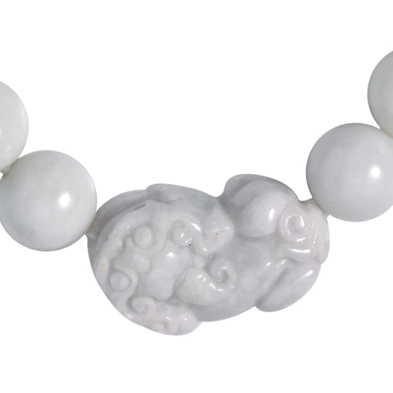 Natural Jade Beaded Stretch Pixiu Charm Bracelet 355.00 ctw