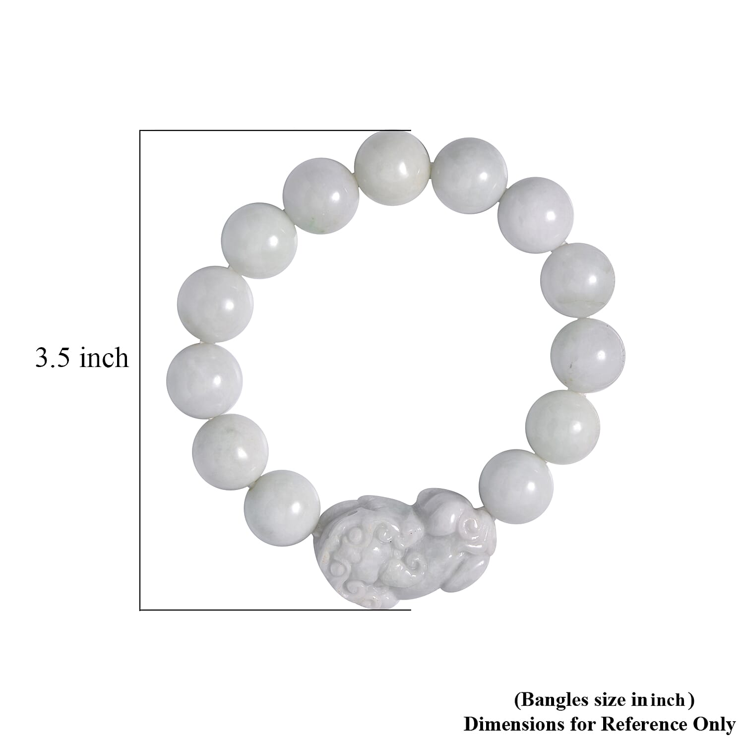 Natural Jade Beaded Stretch Pixiu Charm Bracelet 355.00 ctw