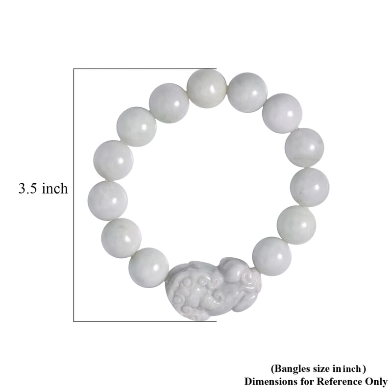 Natural Jade Beaded Stretch Pixiu Charm Bracelet 355.00 ctw